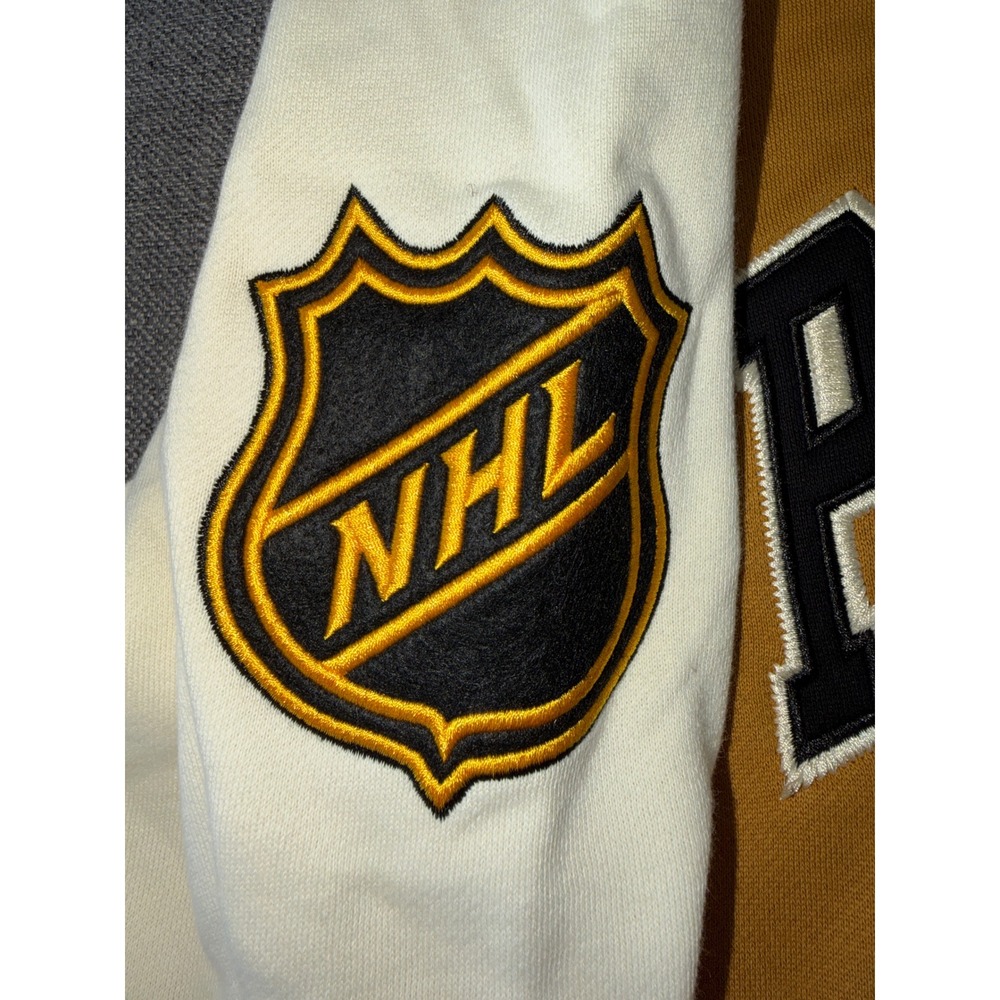 Mitchell & Ness Pittsburgh Penguins NHL Dusted Fleece Varsity Jacket Gold Large - Picture 4 of 13